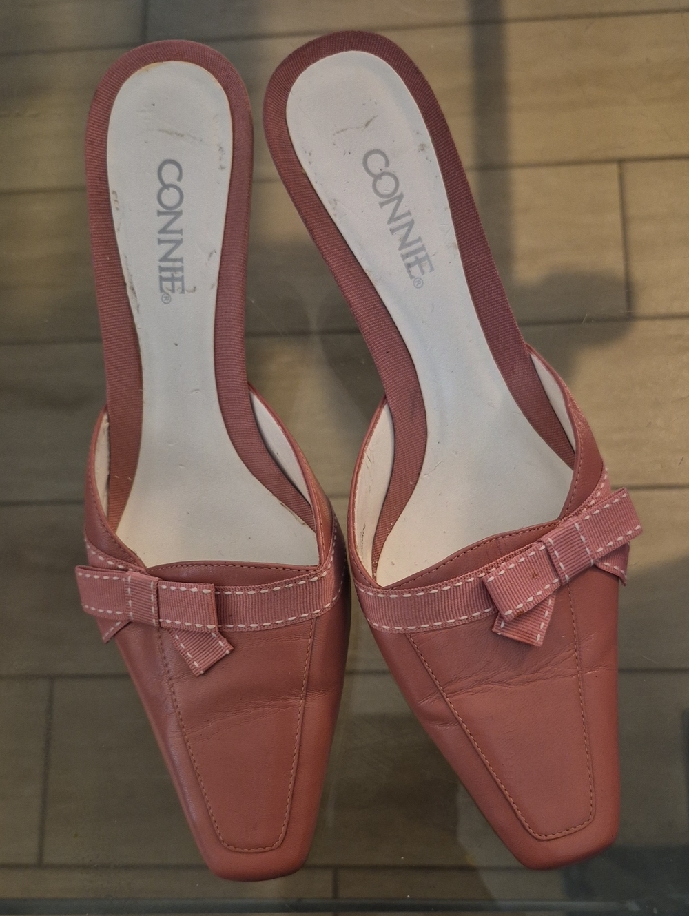 CONNIE Rose Pink Bow Slip-On Mules